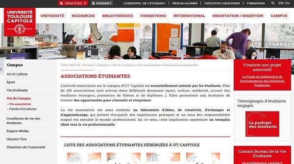 liste des associations étudiantes de l' Université Toulouse Capitole